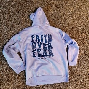 Light Purple Hoodie with Faith Over Fear Print